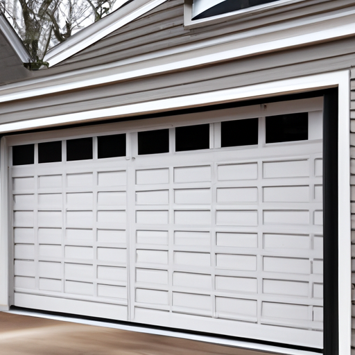 Suburban Milton driveway with a modern garage door and visible opener rail on an overcast day