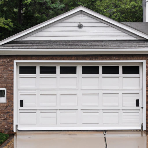 Suburban Milton, MA home with a white sectional garage door, brick facade and driveway in morning light, no people.